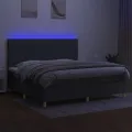 cadre de lit et matelas et LED Gris foncé 200x200 cm