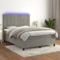 cadre de lit matelas et LED Gris clair 140x190 cm