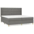 cadre de lit avec matelas Gris foncé 200x200cm Tissu
