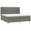 cadre de lit avec matelas Gris foncé 200x200cm Tissu