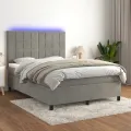 cadre de lit matelas et LED Gris clair 140x200 cm