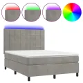cadre de lit matelas et LED Gris clair 140x200 cm