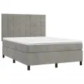 cadre de lit matelas et LED Gris clair 140x200 cm
