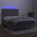 cadre de lit matelas et LED Gris clair 140x200 cm