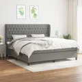cadre de lit avec matelas Gris foncé 200x200cm Tissu