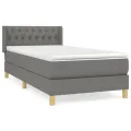 cadre de lit et matelas Gris foncé 90x190 cm Tissu