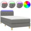 cadre de lit avec matelas et LED Gris foncé 90x190cm