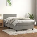 cadre de lit et matelas Gris clair 90x200 cm Velours