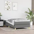 cadre de lit et matelas Gris foncé 90x190 cm Tissu