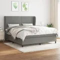 cadre de lit avec matelas Gris foncé 180x200cm Tissu