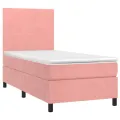 cadre de lit avec matelas Rose 100x200 cm Velours