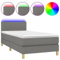 cadre de lit et matelas et LED Gris foncé 100x200 cm