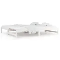 Lit coulissant Blanc 2x(90x200) cm Bois de pin massif