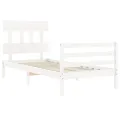 Cadre de lit avec tête de lit blanc simple bois massif