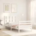 Cadre de lit avec tête de lit blanc simple bois massif