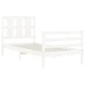 Cadre de lit avec tête de lit blanc simple bois massif