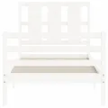 Cadre de lit avec tête de lit blanc simple bois massif