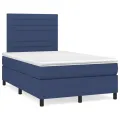 cadre de lit avec matelas Bleu 120x200 cm Tissu