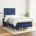 cadre de lit avec matelas Bleu 120x200 cm Tissu