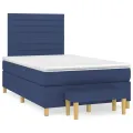 cadre de lit avec matelas Bleu 120x200 cm Tissu