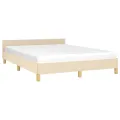 Cadre de lit avec tête de lit Crème 140x200 cm Tissu