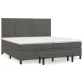 cadre de lit et matelas Gris foncé 200x200cm Velours