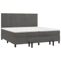 cadre de lit et matelas Gris foncé 200x200cm Velours