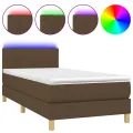 cadre de lit matelas et LED Marron foncé 100x200cm
