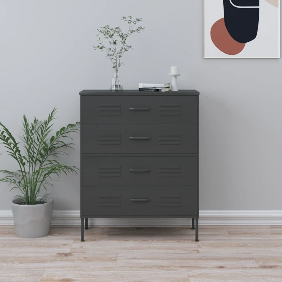 Commode Anthracite 80x35x101,5 cm Acier