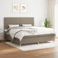 cadre de lit avec matelas Taupe 200x200 cm Tissu