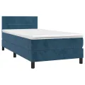 cadre de lit et matelas Bleu foncé 80x200 cm Velours