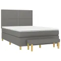 cadre de lit avec matelas Gris foncé 140x190cm Tissu