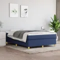 cadre de lit avec matelas Bleu 140x190 cm Tissu