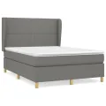 cadre de lit avec matelas Gris foncé 140x190cm Tissu