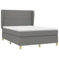 cadre de lit avec matelas Gris foncé 140x190cm Tissu