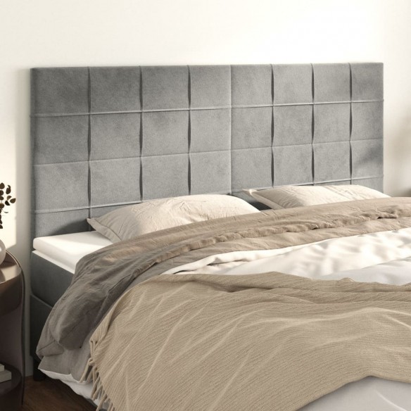 Têtes de lit 4 pcs Gris clair 100x5x78/88 cm Velours