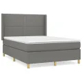 cadre de lit avec matelas Gris foncé 140x200cm Tissu