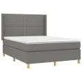 cadre de lit avec matelas Gris foncé 140x200cm Tissu