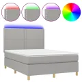 cadre de lit et matelas et LED Gris clair 140x200 cm