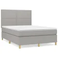 cadre de lit avec matelas Gris clair 140x190cm Tissu