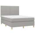 cadre de lit avec matelas Gris clair 140x190cm Tissu