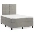 cadre de lit et matelas Gris clair 120x200cm Velours