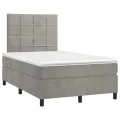 cadre de lit et matelas Gris clair 120x200cm Velours