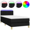 cadre de lit avec matelas LED Noir 100x200 cm Tissu