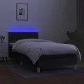 cadre de lit avec matelas LED Noir 100x200 cm Tissu