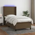cadre de lit matelas LED Marron foncé 90x190cm Tissu