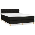 cadre de lit avec matelas Noir 140x200 cm Tissu