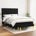 cadre de lit avec matelas Noir 140x200 cm Tissu