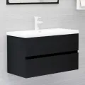 Ensemble de meubles de salle de bain 2 pcs Noir Aggloméré