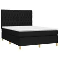 cadre de lit avec matelas Noir 140x190 cm Tissu